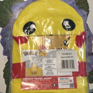 Pokemon Pikachu Kids Hooded Bath Towel Wrap Beach Pool 24”x50” ~ New